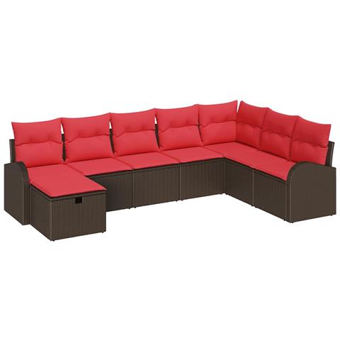 Set di divani con cuscino Marrone e Rosso polyrattan - Foto 1