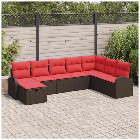 Set di divani con cuscino Marrone e Rosso polyrattan - Foto 2