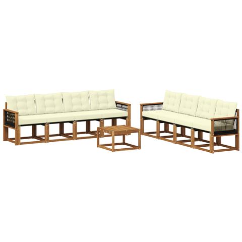 Set di divani da esterno con cuscino 9 pcs Naturale e Crema - Foto 1