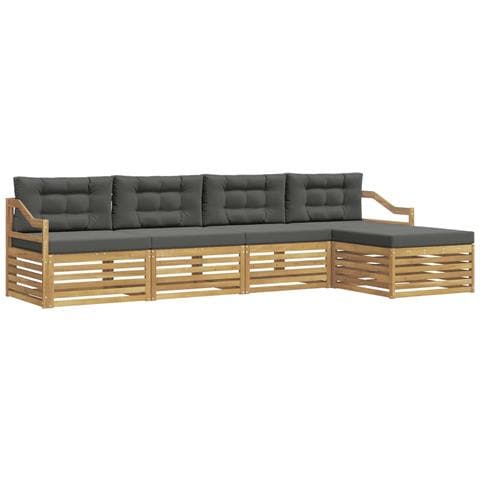 Set di divani da esterno 5 pcs Bianco e Antracite Poliestere - Foto 1