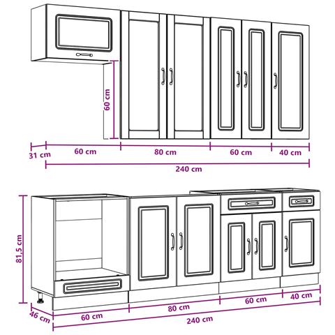 Unità Cucina KALMAR 8 pcs Nero Legno ingegnerizzato - Foto 9