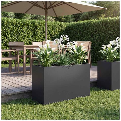 Vaso da giardino Nero 80 x 40 x 50 cm Acciaio laminato a freddo - Foto 2