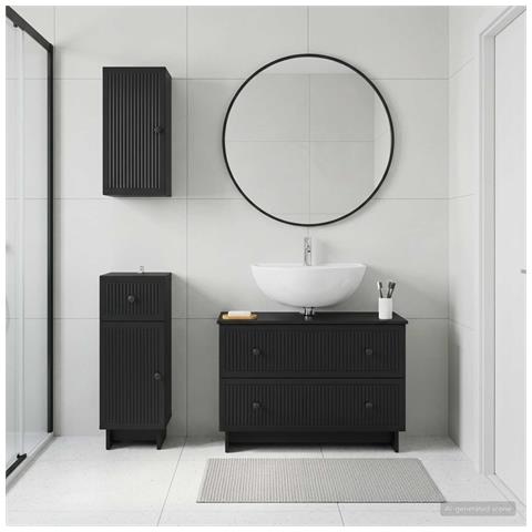 Set di armadietti da bagno in 3 pezzi EDE Nero - Foto 10