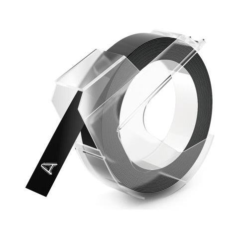 Nastro in Plastica per Goffrare Autoadesivo 3D per Etichettatrice Formato 0.9 cm x 3 m Nero - Foto 2