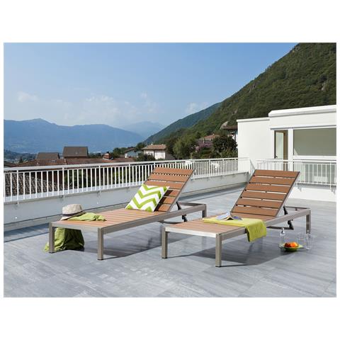 Lettino Da Giardino In Alluminio E Legno Sintetico Marrone Nardo - Foto 35