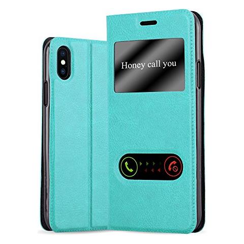 Custodia Compatibile Con Apple Iphone X / Xs In Turchese Menta - Coperchio Protettivo Con Chiusura Magnetica, Funzione Stand E 2 Finestre Di Visualizzazione - Foto 1