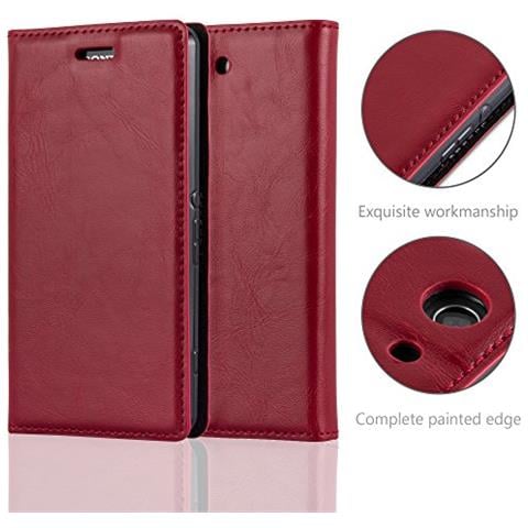 Custodia Compatibile Con Sony Xperia Z3 Compact In Rosso Mela - Coperchio Protettiva Con Chiusura Magnetica, Funzione Stand E Tasca Per Le Carte - Foto 2
