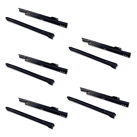 3019614 Guida-binario Con Cuscinetti A Rulli Per Cassetto, Verniciato Nero, 250 Mm, Set Di 5 - Foto 1