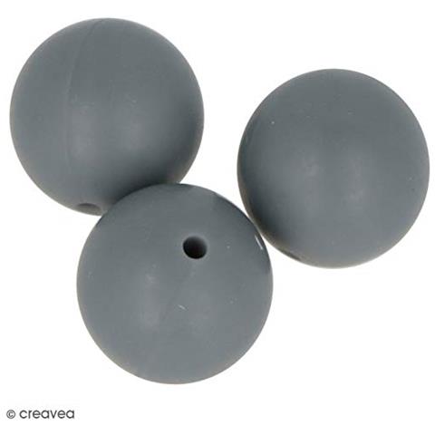 Perlina Di Silicone Tonda X 3 - 15 Mm - Grigio - Foto 2