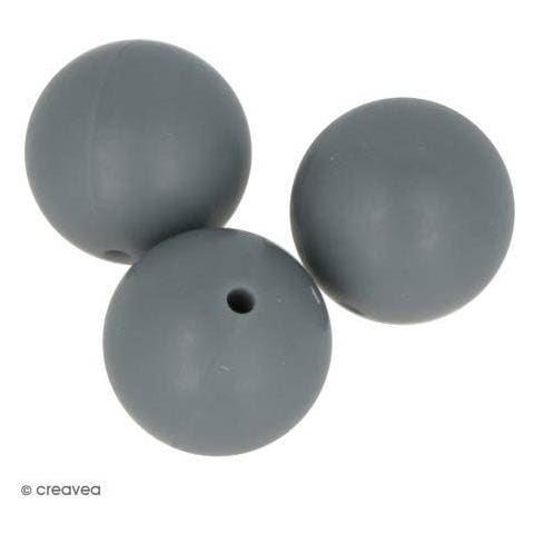 Perlina Di Silicone Tonda X 3 - 15 Mm - Grigio - Foto 1