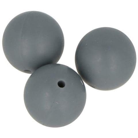 Perlina Di Silicone Tonda X 3 - 15 Mm - Grigio - Foto 4