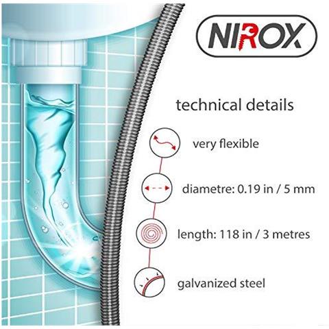 Idraulici Snake 3m X 5 Mm - Tubo Per Pulizia In Spiral - Scarico Auger Ideale Per La Rimozione Dei Capelli Da Scarichi - Plumbing Snake Parzialmente Gommato Rotante Maniglia Di Legno - Foto 4