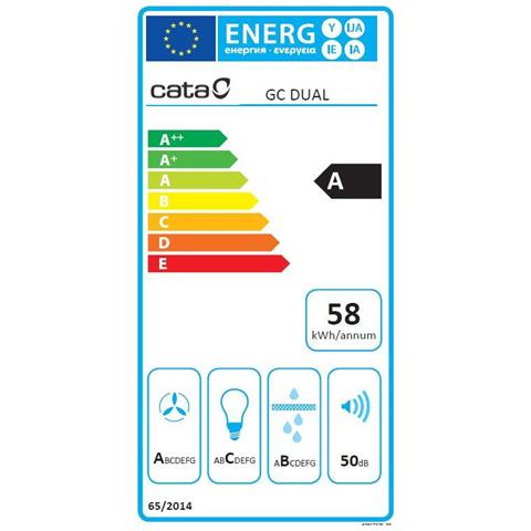 Cappa Gc Dual A 45 Xgwh Rosone, Classe Di Efficienza Energetica A, Larghezza 45 Cm, 820 M³ / h, Touch Control, Led, Vetro Bianco - Foto 2