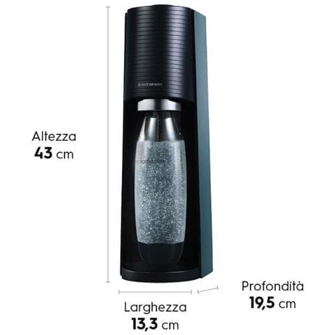 Gasatore Terra per Acqua Frizzante con CO2 e Bottiglia Capacità 1 Litro Colore Nero - Foto 6