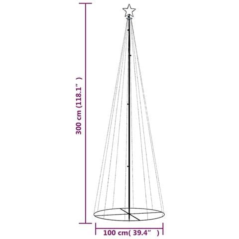 Albero di Natale a Cono Colorato 310 LED 100x300 cm - Foto 9
