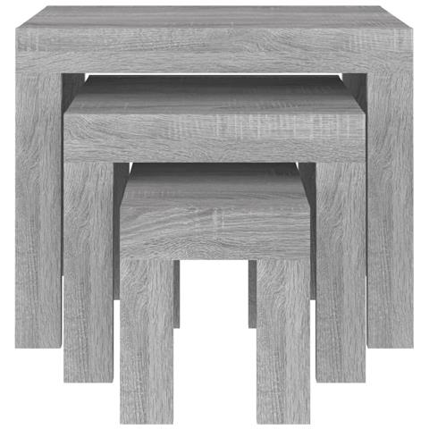 Tavolini Salotto Impilabili 3pz Grigio Sonoma Legno Multistrato - Foto 5