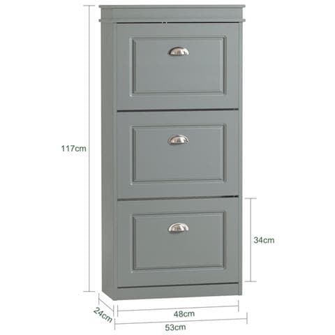Scarpiera Salvaspazio Slim Con 3 Ante Portascarpe Salvaspazio Regolabili 52x23x117cm Grigio Fsr94-hg - Foto 2