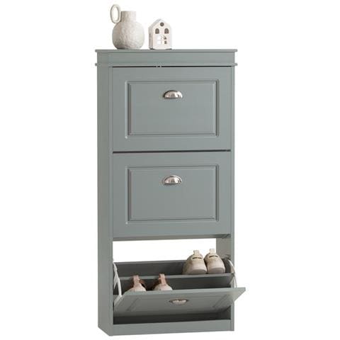 Scarpiera Salvaspazio Slim Con 3 Ante Portascarpe Salvaspazio Regolabili 52x23x117cm Grigio Fsr94-hg - Foto 1