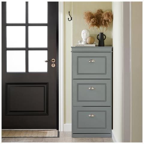 Scarpiera Salvaspazio Slim Con 3 Ante Portascarpe Salvaspazio Regolabili 52x23x117cm Grigio Fsr94-hg - Foto 5