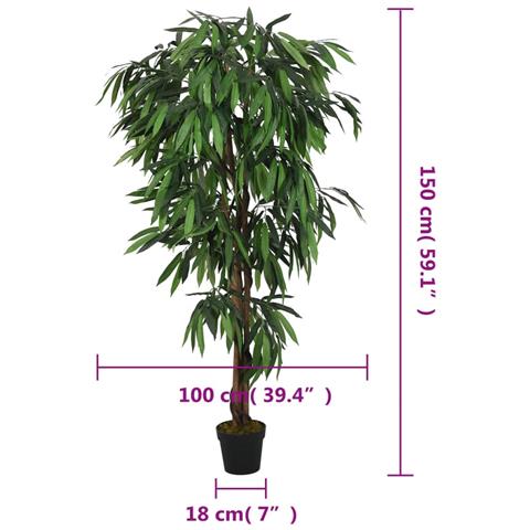 Albero Mango Artificiale 600 Foglie 150 Cm Verde - Foto 8