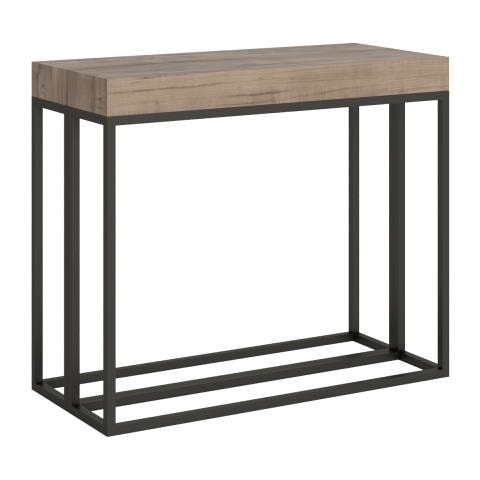 Consolle Allungabile 90x40/196 Cm Epoca Small Premium Telaio Antracite - Bianco Frassino - Foto 1