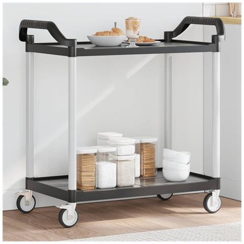 Carrello A 2 Ripiani Nero 99x50x97 Cm In Alluminio - Foto 1