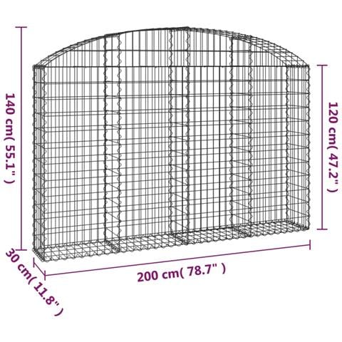 Cesto Gabbione Ad Arco 200x30x120/140 Cm Ferro Zincato - Foto 4