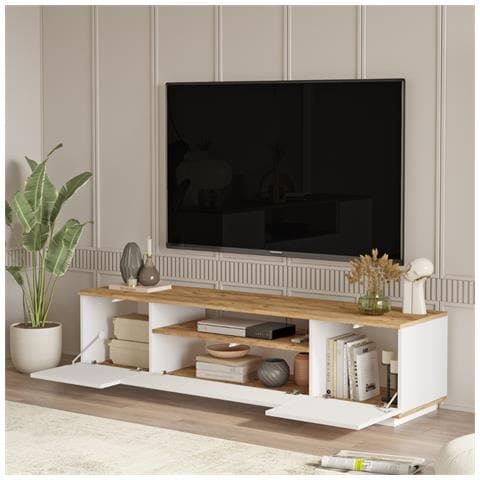 Mobile Tv Bianco E Legno 180cm Tyro - Foto 2