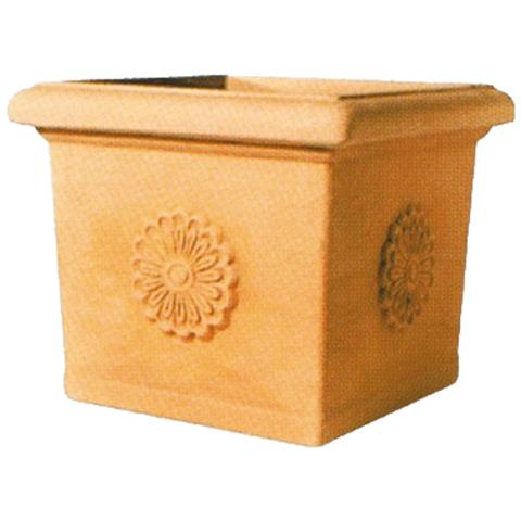 Vaso Quadrato Con Rosone Impruneta Telcom - 49x49x41 Cm - Foto 1