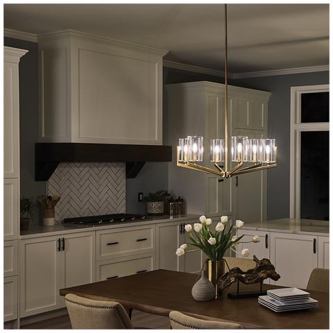 Lampadario Contemporaneo Nye Acciaio Ottone Naturale Spazzolato 6 Luci E14 - Foto 2