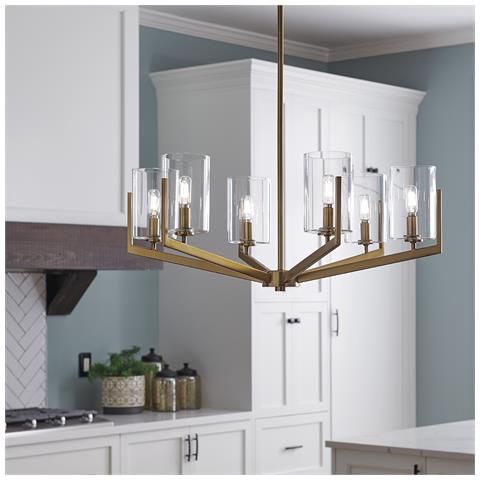 Lampadario Contemporaneo Nye Acciaio Ottone Naturale Spazzolato 6 Luci E14 - Foto 7