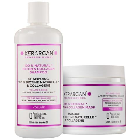 Duo Volumizzante Shampoo & Maschera Capillare Alla Biotina & Collagene Per Capelli Piatti, Sottili E Spenti - Aumenta Luminosità & Densità - Senza Solfati,ogm,silicone,olio Minerale-2x500ml - Foto 1