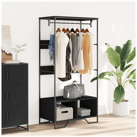 Armadio Nero 90x50x180 Cm In Truciolato - Foto 3