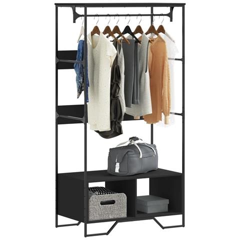 Armadio Nero 90x50x180 Cm In Truciolato - Foto 1