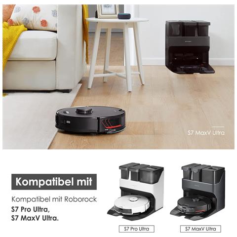 Kit Ricambi Per Xiaomi Roborock S7 Maxv Ultra /s7 Pro Ultra, 6 Sacchetti Per La Polvere, 1 Spazzola Principale A Rullo, 2 Spazzole Laterali, 2 Filtri, 4 Panni Per Mop - Foto 2