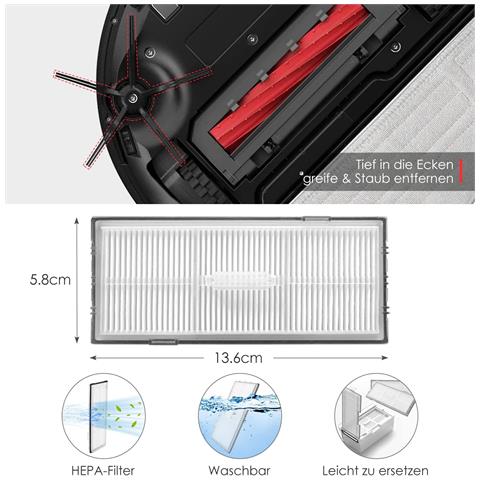 Kit Ricambi Per Xiaomi Roborock S7 Maxv Ultra /s7 Pro Ultra, 6 Sacchetti Per La Polvere, 1 Spazzola Principale A Rullo, 2 Spazzole Laterali, 2 Filtri, 4 Panni Per Mop - Foto 7