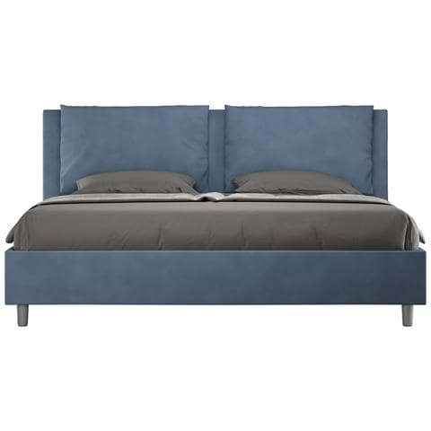 Letto Contenitore Imbottito 200x210 Microfibra Blu Antea - Foto 1