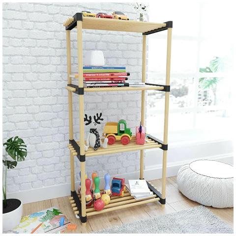 Scaffale Da Bagno Portaoggetti 4 Ripiani Legno Bambù,scaffale A Colonna Multiuso, Organizer Libreria Cucina, Garage, Giardino,colore Naturale,dimensioni P28xl48xh93 - Foto 8