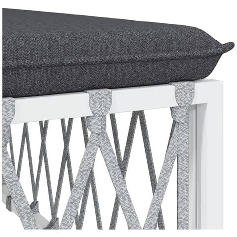 Set Salotto da Giardino 5 pz con Cuscini in Acciaio Bianco - Foto 9