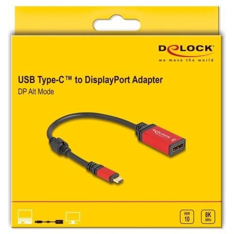 Adattatore USB Type-C per DisplayPort (DP Alt Mode) 8K 30 Hz con funzione HDR rosso - Foto 2