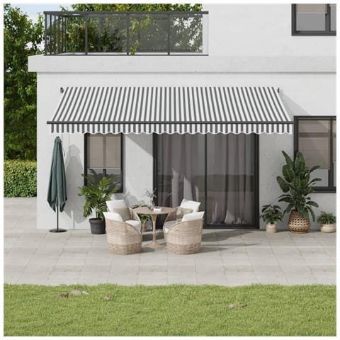 Tenda Da Sole Retrattile Manuale Antracite E Bianco 500x350 Cm - Foto 1