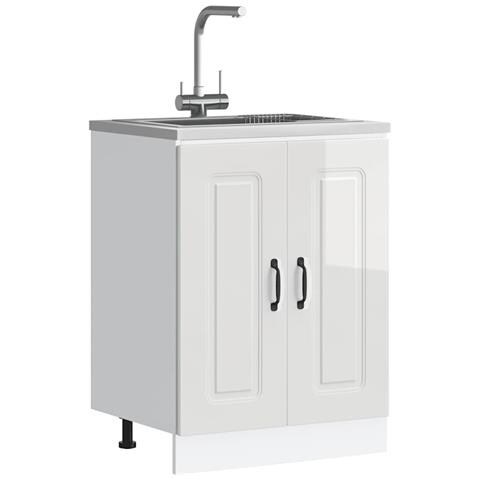 Mobile Base Lavello Kalmar Bianco Lucido 60x46x81,5 Cm - Foto 1