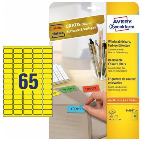 L4793-20 etichetta per stampante Giallo Etichetta per stampante autoadesiva - Foto 1