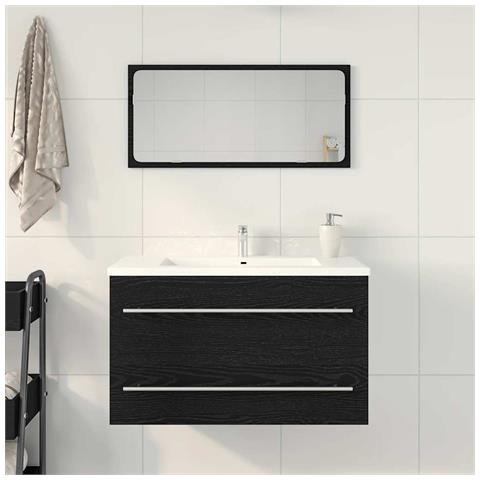 Mobile Lavabo Da Bagno Rovere Nero 80x38,5x48 Cm In Truciolato - Foto 3