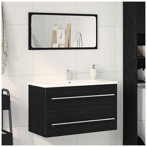 Mobile Lavabo Da Bagno Rovere Nero 80x38,5x48 Cm In Truciolato - Foto 1