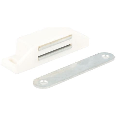 1 Pezzo - Chiusura Magnetica Da Applicare Per Armadietti - Forza 8kg - Con Riscontro E Viti - Colore Bianco - Foto 1
