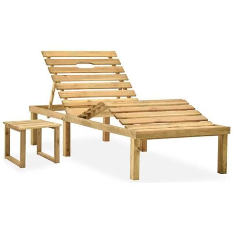 Lettino Da Giardino Con Tavolino Cuscino Legno Pino Impregnato - Foto 1