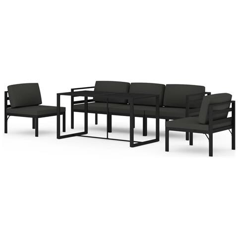 Lusso Casadino - Set Divani Da Giardino 6 Pz Con Cuscini In Alluminio Antracite - Foto 1