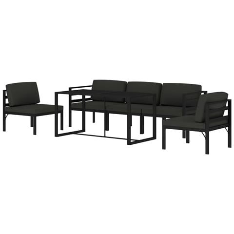 Lusso Casadino - Set Divani Da Giardino 6 Pz Con Cuscini In Alluminio Antracite - Foto 2