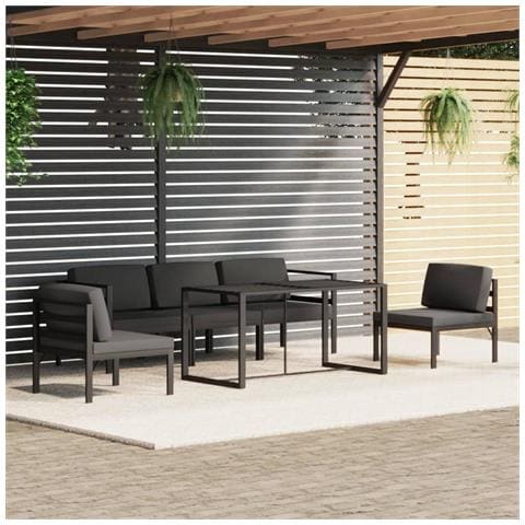 Lusso Casadino - Set Divani Da Giardino 6 Pz Con Cuscini In Alluminio Antracite - Foto 8